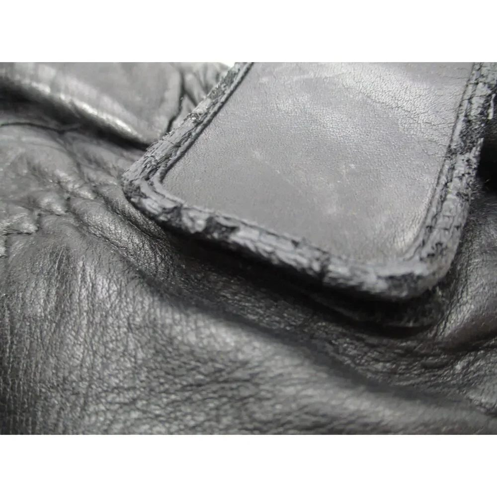 Vintage HARLEY DAVIDSON WOMENS SMALL Black Leather Gloves LINED (some peeling)